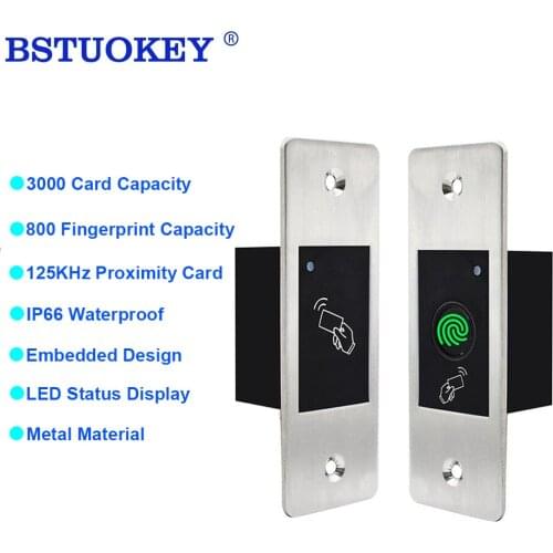 Waterproof Metal Access Control Embedded RFID 125KHZ Reader Keyless Door Opener Fingerprint Access Control All-in Machine
