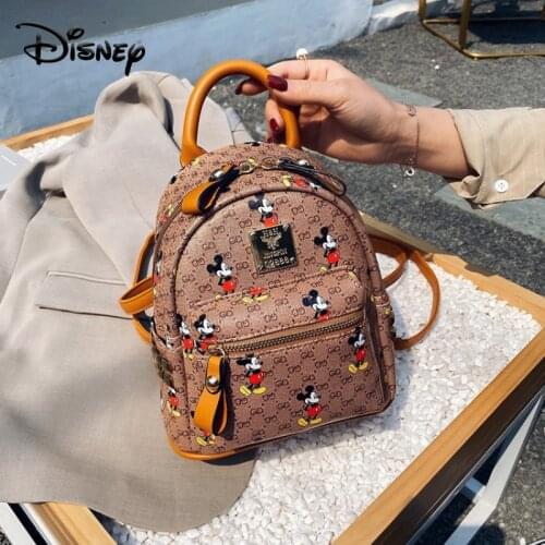 Disney High Quality Backpack Mickey Women Leather Backpacks Travel Backpack Nursing Bag Large Capacity Nappy Bag