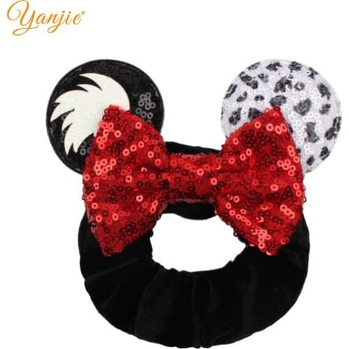 YANJIE 2021 New Arrival Mouse Ear Girls Velvet Scrunchies Fashion Winter Women Hair bands Handmade Hair Accessories Headwear