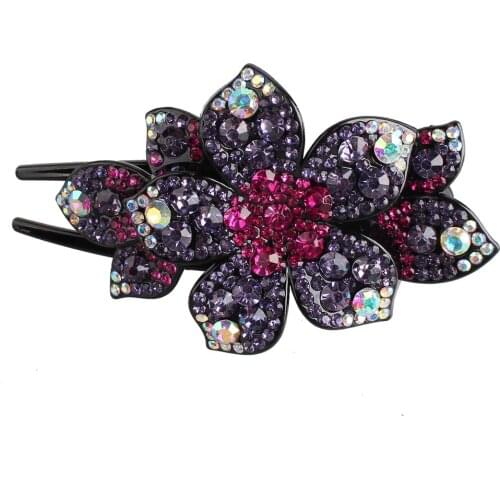 Girls Flower Crystal Hair Clip Rhinestone Colorful Gripper Hairpin Hair Accessories Clamps Shiny Headwear For Women Wedding