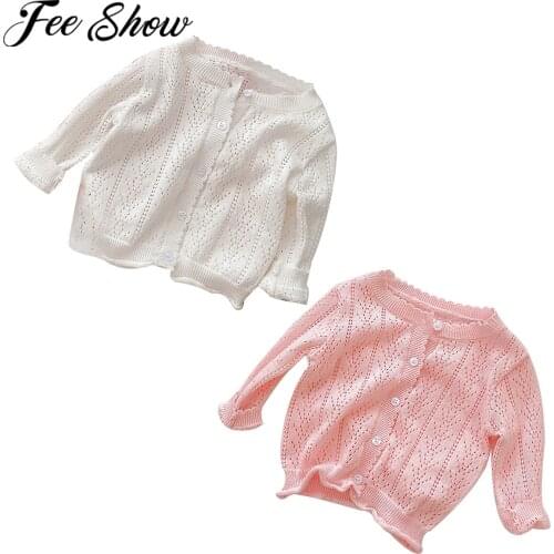 1-4Years Spring Summer Baby Girl Princess Thin Breathable Cardigan Boys Air-Conditioning Tops Long-Sleeved Knitted Coat Sweater