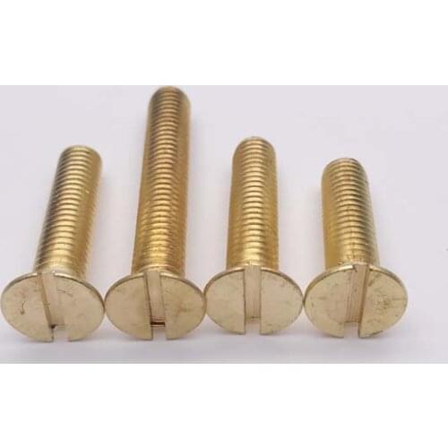 2pcs M16 brass Slotted screws flat head bolts open slot countersunk screw one line socket bolt