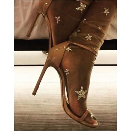 2021 New Arrival Streetwear Socks Funny Socks Transparent New Glitter Mesh Sequin Stars Women Kawaii Korean Style