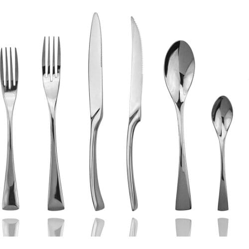 4/5Pcs Hot Silver Stainless Steel Cutlery Set Dinnerware Set Home Tableware Silverware SetDinner Knife Western Fork Dessert Fork