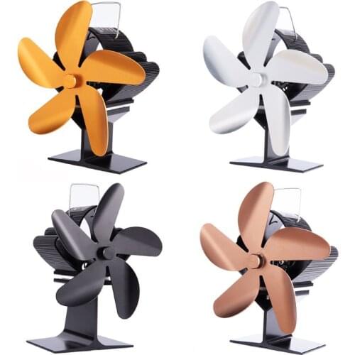 5 Blade Heat Powered Stove Fireplace Fan Fuel Saving Silent Ecofan for Wood Log