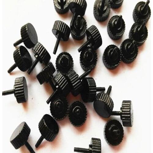 5PCS / 10PCS Black Zinc plated Knurling Flat Head Knurled Thumb Screw Hand Tighten Computer Screws M1.6*3 M1.6*4 M1.6*5 M1.6*6