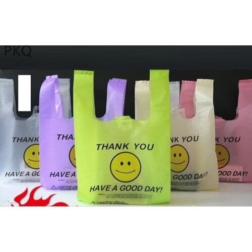 50Pcs Transparent Bags Shopping Bag Supermarket Plastic Bags With Handle Food Packaging pouch plastic small Supermarket bags