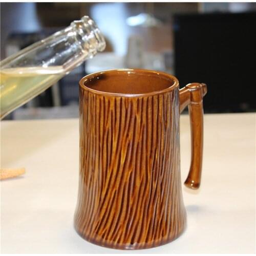 600ml Coffee Drinking Cup Creative Ceramic Stump Axe Cup Large Capacity Mug for Home Office School