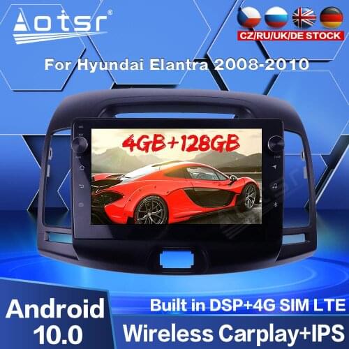 Carplay Android 10 4GB 128GB Dash For Hyundai Elantra 2008 2009 2010 Car GPS Navigation Multimedia DVD Radio Screen Video Player