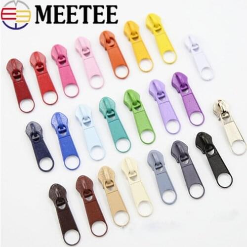 Meetee 50/100pcs 5# Alloy Colorful Slider for Nylon Zipper Sofa Cover Luggage Backpack Tent DIY Handmade Sewing Repair Accessory