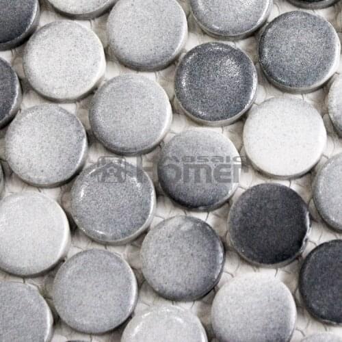 Shipping free! matt grey 19mm small round ceramic mosaic tiles wall and floor tiles