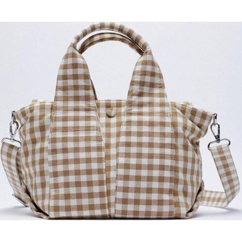 Brand Designer Ladies Fashion Canvas Print Letter Plaid Messenger Shoulder Handbag Large Capacity Casual Shopping Tote Bag