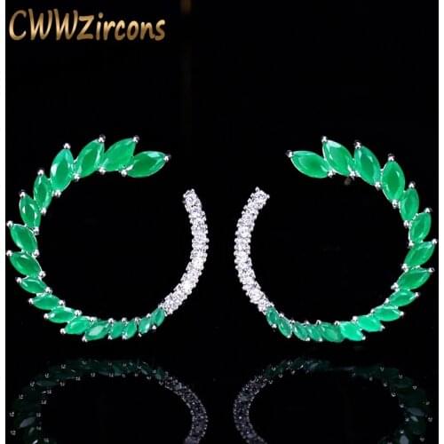 CWWZircons Designable Fashion Brand Jewelry Emerald Green CZ Stone 925 Sterling Silver Big Post Stud Earrings for Women CZ109