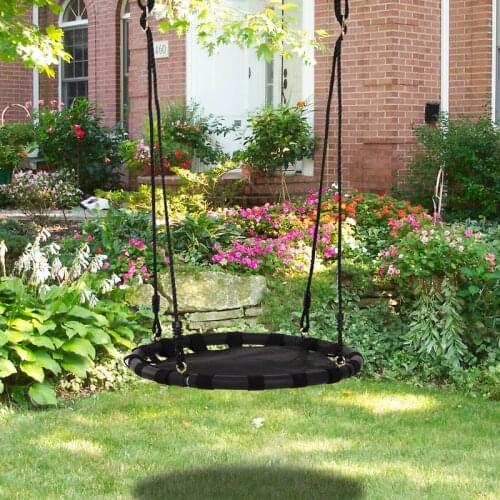 60cm Black Swing Nest Seat Kids Hanging Tree Metal Frame Outdoor Backyard Playground Garden Home Furnishing