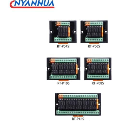 Din Rail Normally Open PLC DC Output Signal Amplifier Board Relay Module 24V 5A RT-P 4/6/8/10/16 Channels Control Module