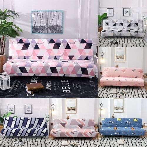 Stretch Plaid Folding Sofa Bed Cover Removable Adjustable Sofa Bedspread Floral No Armrest Adjustable Protector For Living Room
