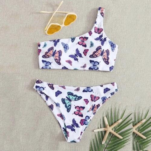#H40 Women Butterfly Print High Waist Bikini Set Two Pieces Bikinis 2020 Mujer Swimwear Women Push Up Bikini Swimsuit Beachwear