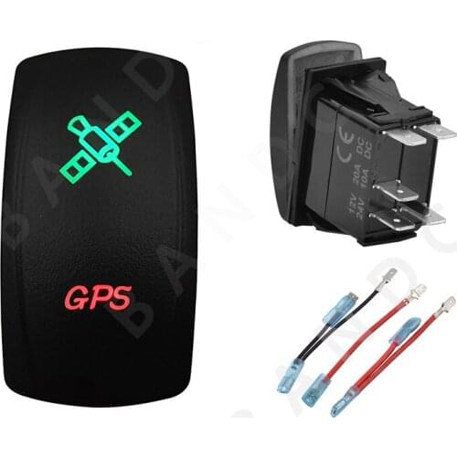 GPS Rocker Switch Green&Red Led Lamp Laser Etched ON-OFF SPST Button Switch for the ARB/Carling/NARVA ,Camping Car，Jumper Wires