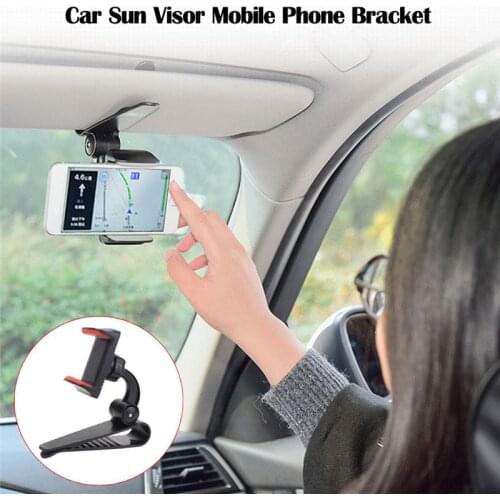 Kongyide Car Holder Car Sun Visor Clip Mount GPS Mobile Phone Holder Stand Bracket 360 Degree Rotatable 5-9.5cm Universal je5