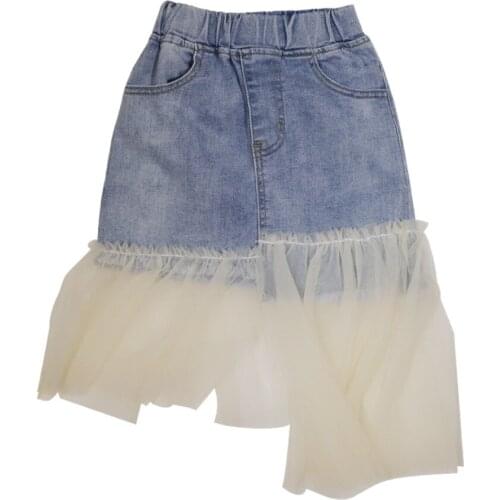 2020 Summer girl irregular baby denim skirt kids fashion skirt children jeans mesh