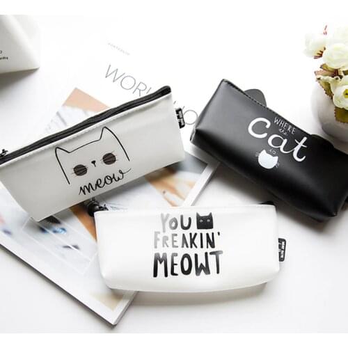 Cat Pencil Case Silica Gel Cute Pencilcase for Girls Boys Mini Pen Case Kawaii Pencil Box Bag School Supplies Stationery Storage