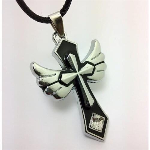 New Fashion Three-layer Cross Necklace for Men Creative Angel Wings Pendant Necklace Men Crystal Necklace Jewelry Gifts