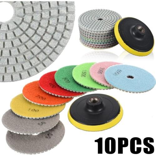 10Pcs Diamond Polishing Pads Kit 4 Inch M14 Polishing Wheel For Granite Stone Concrete Marble Polishing Tool Grinding Discs Set