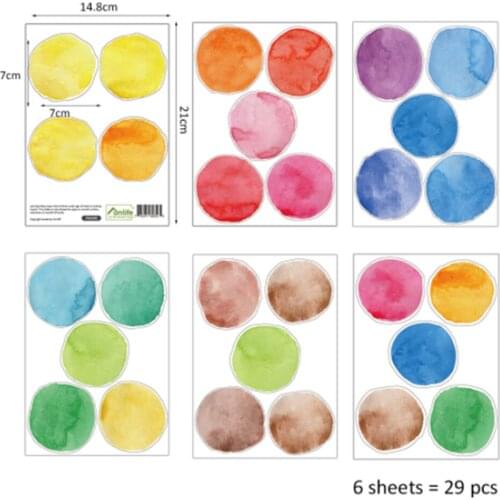 6 Pcs/Set DIY Colorful Dots Wall Stickers Colors Round Wall Decal PVC Wall Decals for Children/ Room Decoration