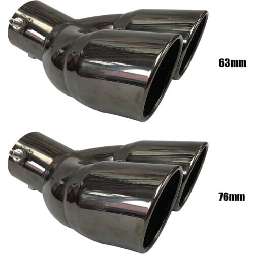 Universal Car Exhaust Muffler Tip Round Stainless Steel Car Tail Rear Chrome Round Exhaust Pipe Tail Muffler ID 63MM 76MM