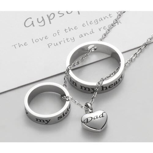 Stainless Steel No Longer By My Side, Forever In My Heart Cremation Jewelry Heart Urn Necklace 50cm