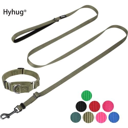 Hyhug Pets Nylon Dog Collar and Leash Set Combo Safety Set for Daily Outdoor Walking Running Training Small Medium Large Dogs