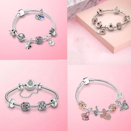 2020 NEW S925 Sterling Silver Best Seller Blue Safety Chain Charm Wedding Party Pan Bracelet