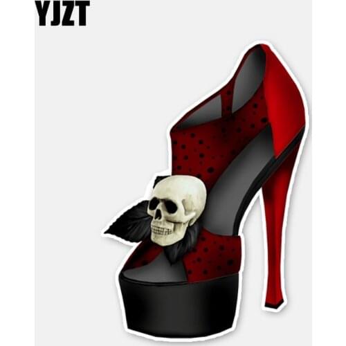 YJZT 7CM*10CM Personality High-heeled Shoes Skull Motorcycle Window Car Sticker Decal 6-2880