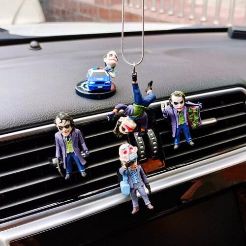 Car Pendant The Joker Model Rearview Mirror Pendant Car Interior Decoration Upside Down Joker Doll Auto Air Vent Clip Car Decor
