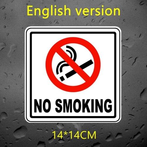 Warning Sign 14x14cm No Smoking Multilingual Car Sticker Office Area Hospital Public Area Decal High Quality Vinyl Waterproof