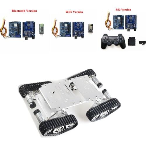 WiFi/Bluetooth/PS2 Remote Control RC 4wd Robot Tank Chassis Kit Shock-absorbing and Flexible Smart Metal Wheeled Chassis For DIY