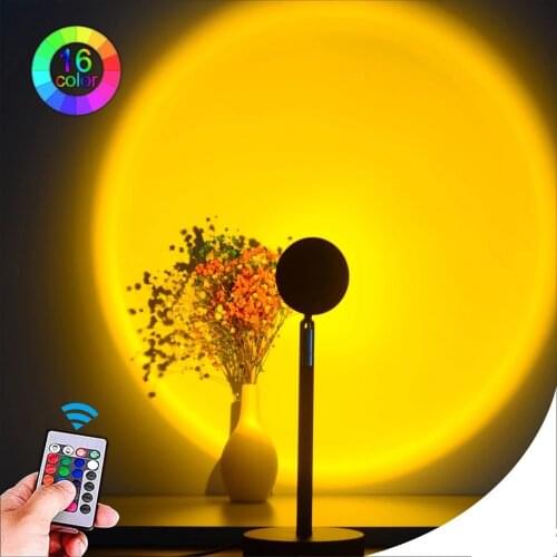 RGB Sunset Projection Lamp LED Night Light USB Remote Control Lamp for Home Bedroom Decor Rainbow Ambient Light Decoration