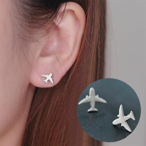 Oly2u Classic Earings Funny Matte Airplane Stud Earrings for Women Children Childhood Gift Kolczyki
