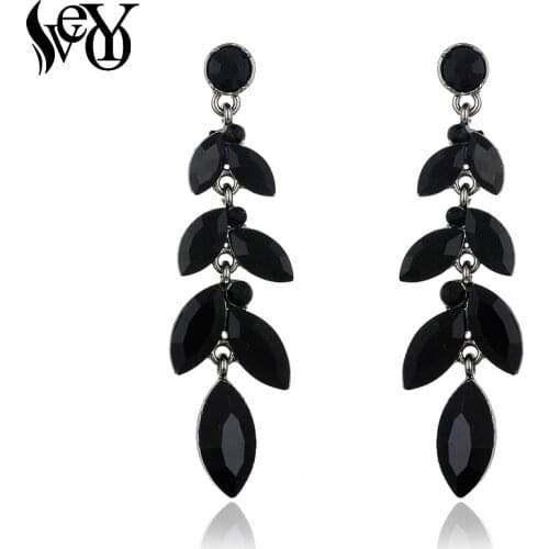 VEYO New Unique Design Crystal Earrings Leaf Drop Earrings for Women Fashion Jewelry Wholesale Brincos Gift
