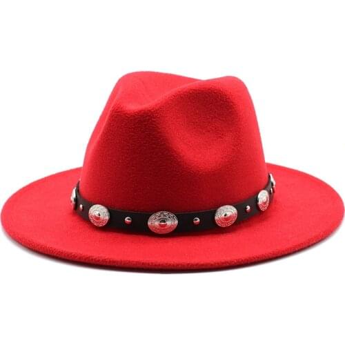 Fedora hat2021explosion models British style metal belt retro hat men and women jazz hat felt hat