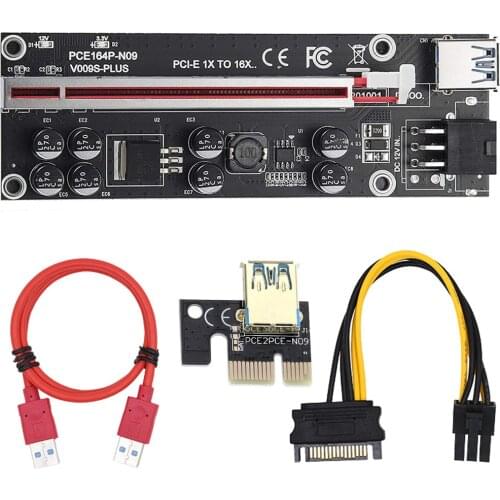 10PCS VER009S Plus Riser Card 1X To 16X Extender PCI PCI-E 009S Plus Riser Graphics Extension Cable for Miner Mining