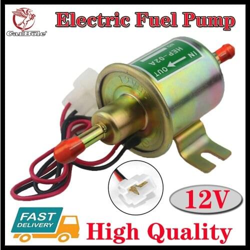 12V Universal 2.5-4PSI Gas Diesel Electric Fuel Pump Inline Low Pressure HEP-02A Fit For Lawn Mowers Small Engine Gas Diesel