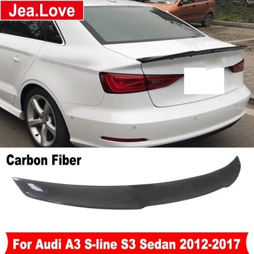 V Style Carbon Fiber Rear Trunk Wing Spoiler Wing Car Body Styling Modification Kit For Audi A3 S-line S3 Sedan 2012-2017
