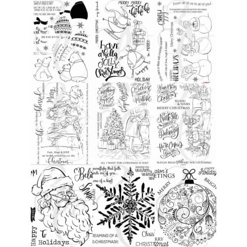 Merry Transparent Clear Stamps for DIY Scrapbooking/Card Making/Kids Christmas Fun Decoration Supplies
