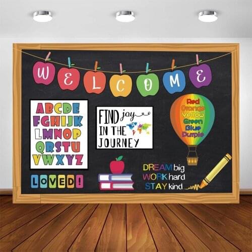 Yeele Back to School Blackboard Background Book Pencil Hot Air Balloon Backdrop Baby Indoor Photography Photo Studio Photophone