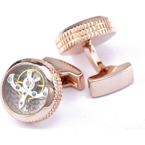 Tourbillon Cufflinks High-grade Men Daily Suit Shirt Accessories Gifts Novelty Turnable Punk Watch Movement Business Cuff Links