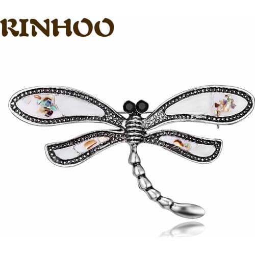 Fashion Shell Dragonfly Brooches For Women Vintage Crystal Insect Animal Brooch Pin Ladies Elegant Enamel Pins Jewelry Accessory