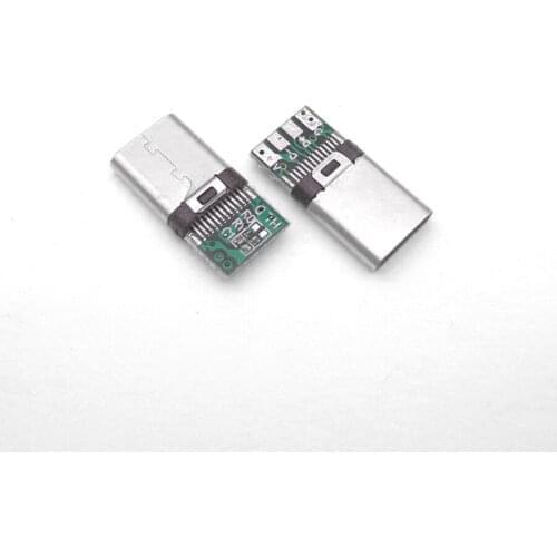 10pcs DIY OTG USB-3.1 Welding Male jack Plug USB 3.1 Type C Connector with PCB Board Plugs Data Line Terminals for Android