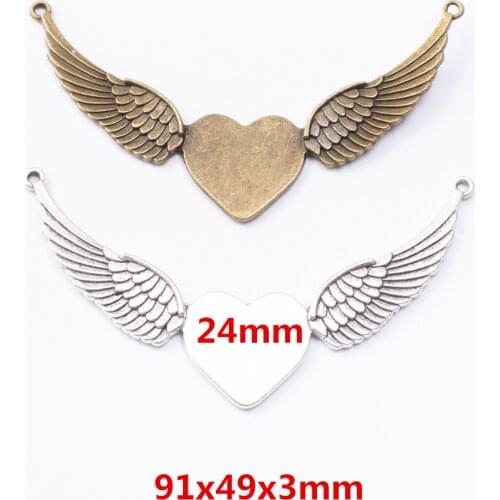 4 pieces of retro metal zinc alloy wing pendant for DIY handmade jewelry necklace making 7397
