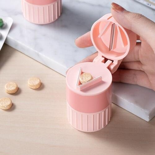 4 In 1 Portable Pill Case Medicine Splitter Powder Pastillero Grinder Pill Cutter Medicine Box Storage Drug Container Pillbox